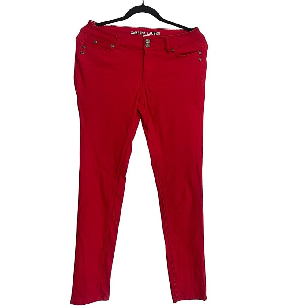 🔴 Sabrina Lauren Skinny Capri Jeans Pants – Vibrant Red Stretch Fit Size 8P - Picture 4 of 9
